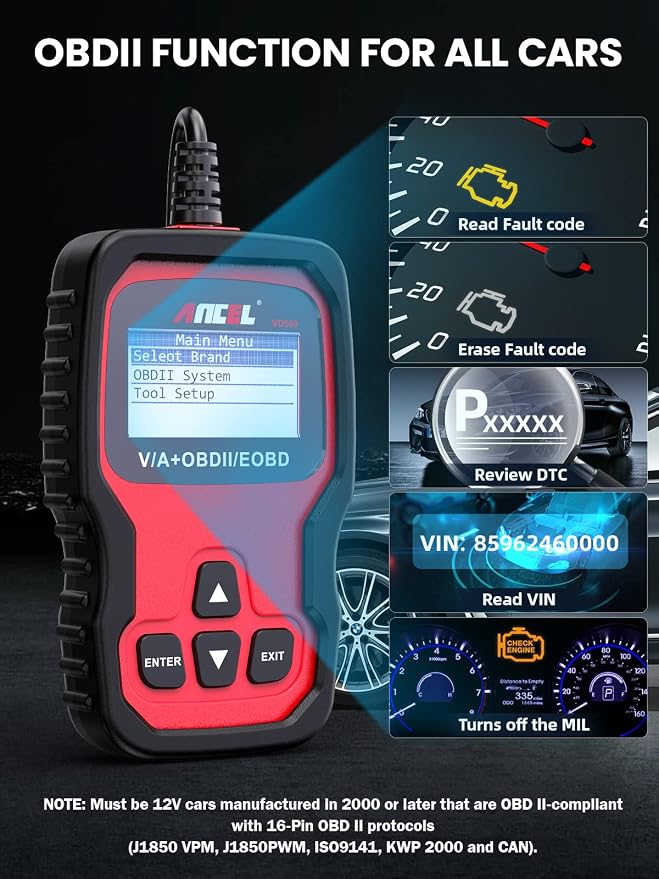 ANCEL VD500 with ANCEL Protective Case Storage Bag OBD II Diagnostic Scanner fits for Volkswagen VW Audi Skoda Seat Diagnosis Check Engine Light Code Reader