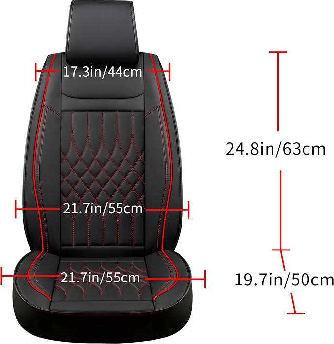 Car Seat Covers 5 Seats Full Set, Waterproof Napa Leather Automotive Seat Protector for Cars SUV Truck Sedan, Universal Anti-Slip Car Seat Cushion Interior Accessories, Black and Red
