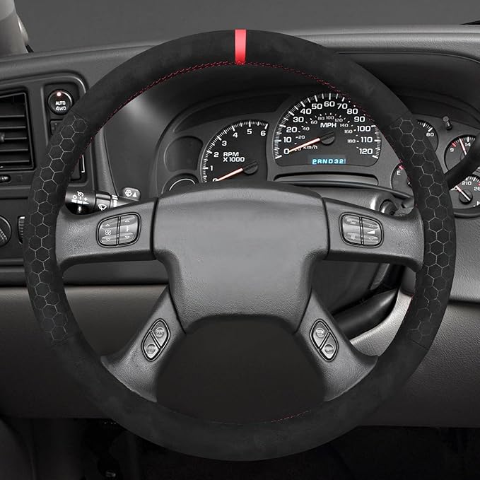 MEWANT Steering Wheel Cover for Chevy Silverado 1500/2500/3500 2003-2006 / Silverado 1500 2500HD 3500 Classic 2007 / Trailblazer 2002-2009 Hand-Stitched Steering Wheel Wrap