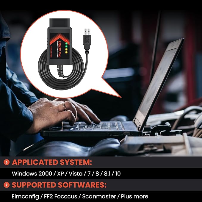 ELM327 OBD2 Adapter Compatible with F150 F250 and More, for MS/HS CAN Automatically Switch, OBDII Diagnostic Scanner via USB for Windows only
