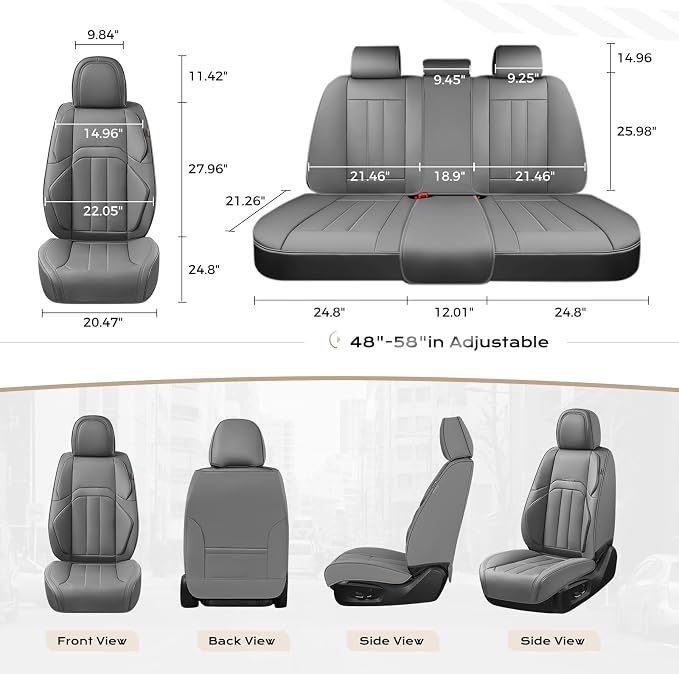 Coverado Seat Covers, Car Front Seat Covers with Backrest, Nappa Leather Car Seat Protectors,Waterproof &Breathable,Anti-Slip Automotive Seat Cushion, Universal Fit for Most Vehicles,2Pcs Black