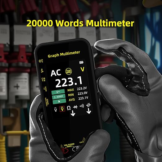 BSIDE Portable Digital Multimeter 20000 Word mV Voltmeter Rechargeable 3.2'' TFT Screen Compact Multimeter with Recording Mode Measure Resistance Capacitance Diode Max Min Ave Calculation