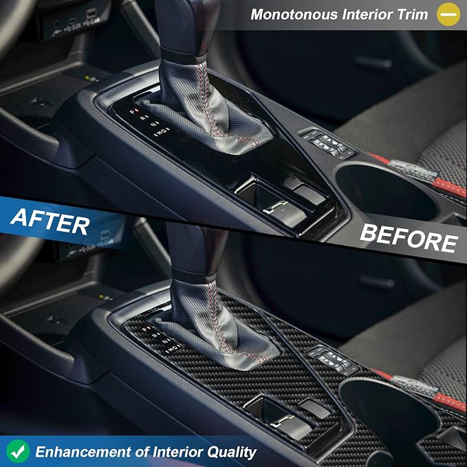 Real Carbon Fiber Gear Shift Panel Trim Cup Holder Panel Trim Compatible with Subaru Crosstrek 2024 2025 2026, Interior Decor Sticker Accessories for Subaru Impreza 2024 2025 2026