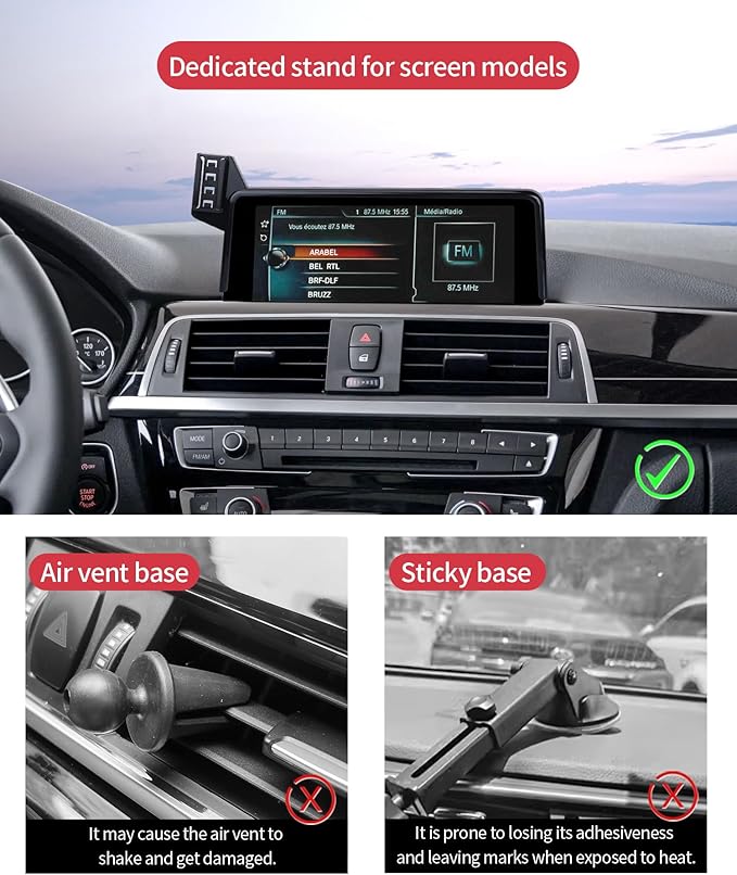 Wireless Charging Car Phone Holder for BMW 3 Series 2012-2018/4 Series 2014-2020/2 Series 2014-2021, 8.8" Screen Fixed Clip, 360° Rotation Car Phone Mount Compatible with MagSafe
