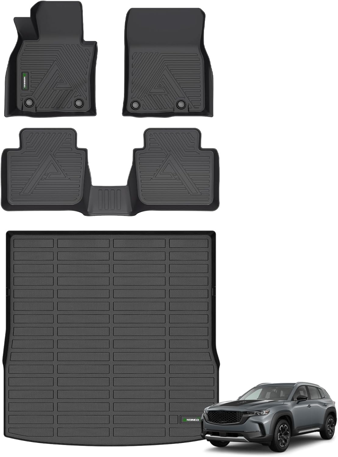 ANBINGO® Floor Mats & Cargo Liner for 2025 2024 2023 Mazda CX-50 AWD (Non Hybrid) | All Weather TPE CX50 Floor Liners | 1st & 2nd Row Custom Mats Full Set | CX50 Accessories - Black