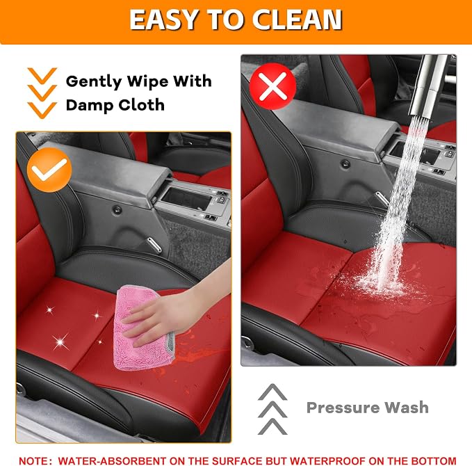 Front Seat Covers Compatible with 1984-1993 Chevy Corvette C4, Heavy Duty Leather Fabric Seat Protector