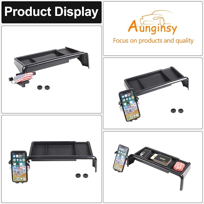Aunginsy Center Console Dash Storage Tray Compatible with Kia Telluride 2020-2022 Accessories, Dashboard Multi-Functional Phone Holder Storage Box, Dash Organizer Tray Insert with Mobile Phone Mount