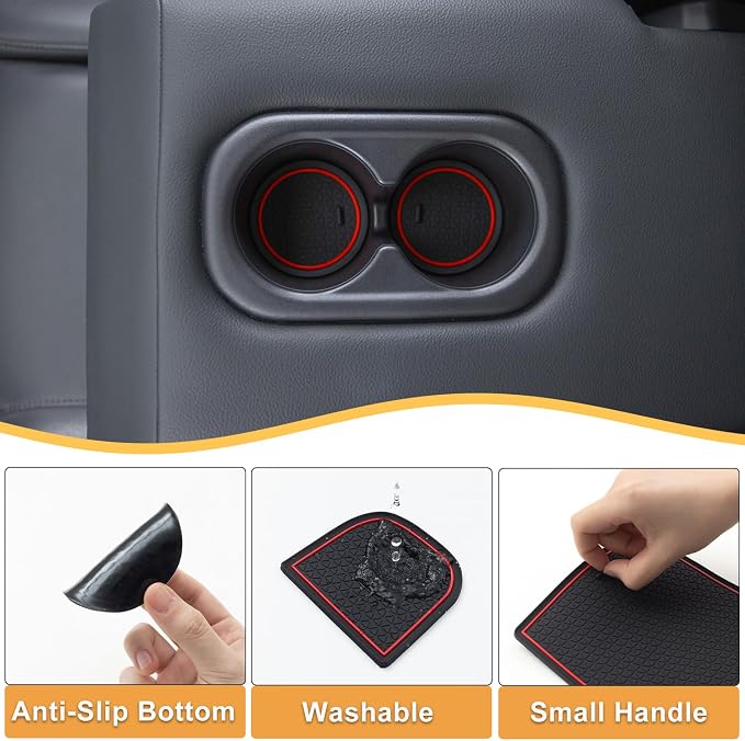PIMCAR Compatible with 2023 2024 2025 2026 Honda CRV 3PCS Center Console Organizer and CR-V Cup Holder Mat, Door Slot Pad, Coaster Trim, Non-Slip Dust Interior, Custom Rubber Decoration Insert