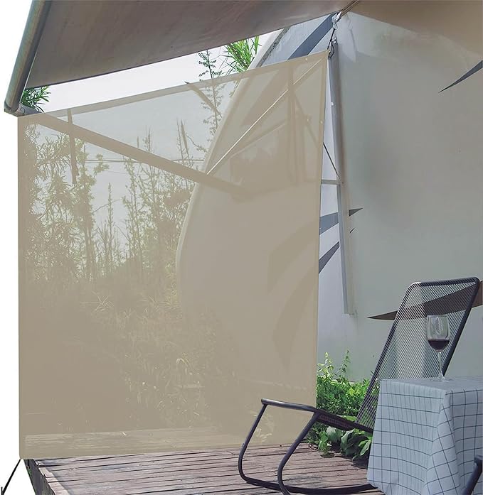 Dulepax RV Awning Side Shade- 9'X7' -Second Generation RV Awning Side Shade Screen Significantly Improves Shadew and Privacy.Universal RV Screen with Complete Kit