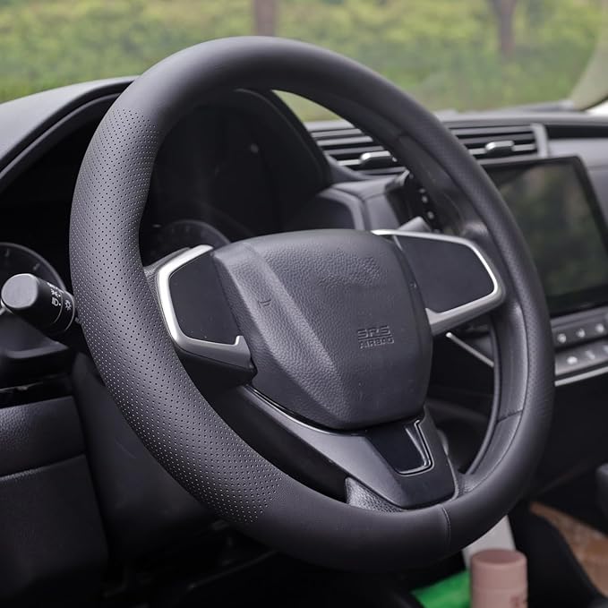 XHRING Car Steering Wheel Cover for Toyota Camry Rav4 Corolla Highlander Sienna CHR Avalon FJ Land Cruiser Yaris SE XSE LE Hybrid XLE TRD Cross Limited Platinum Accessories, 2026 Leather Black-M