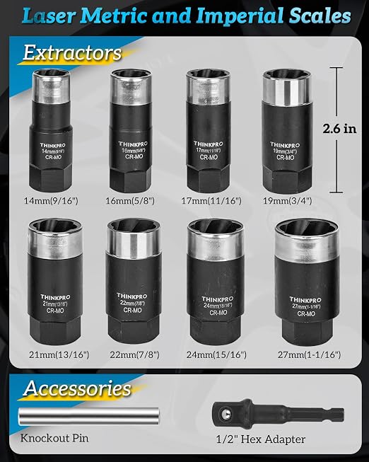 Locking Lug Nut Removal Tool,Heavy Duty Wheel Lock Removal Kit | 10 Pieces Lug Nut Extractor,Wheel Lock Removal Tool for Stripped, Rounded or Damaged Lug Nuts Removing