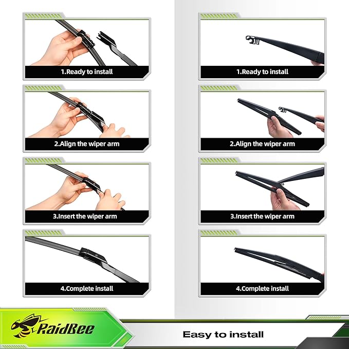 Raidbee® Silicone Windshield Wiper blades 3 pack Replacement for Mazda CX-5 2017-2025 CX-9 2016-2023 All-Season Silicone Windshield Wipers 24" 18" 14"