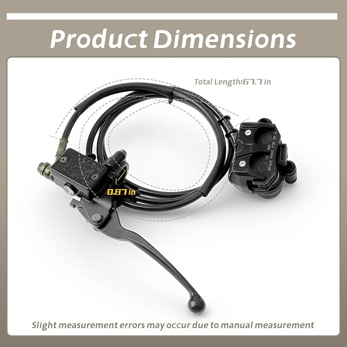 Mini Bike Rear Hydraulic Disc Brake Kit 7/8 Left Brake Master Cylinder Replacement for Coleman B200RSV B200 200cc for Mega Moto B212 Minibike, 67" Hose 7/8" 22 mm Left Brake Lever Parts