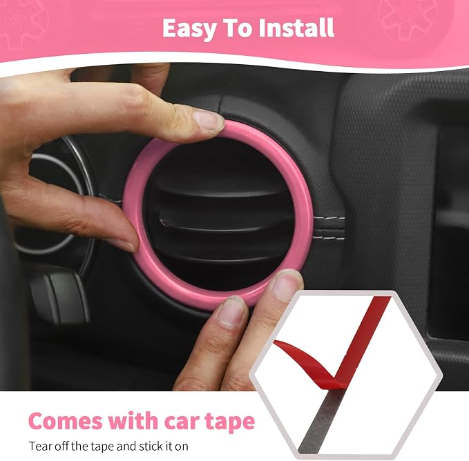 RT-TCZ for Wrangler JL Interior Trim Kit Pink, Dash Steering Wheel Trim Bezel for Jeep Wrangler JL JLU 2018-2023 Pink Interior Accessories 20pcs