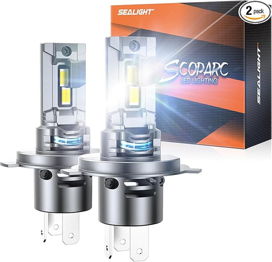 SEALIGHT H4 Bulbs, 50000LM H4 9003 Light Bulbs with 14000RPM Cooling Fan, LED Fog Light, Plug-N-Play, Pack of 2
