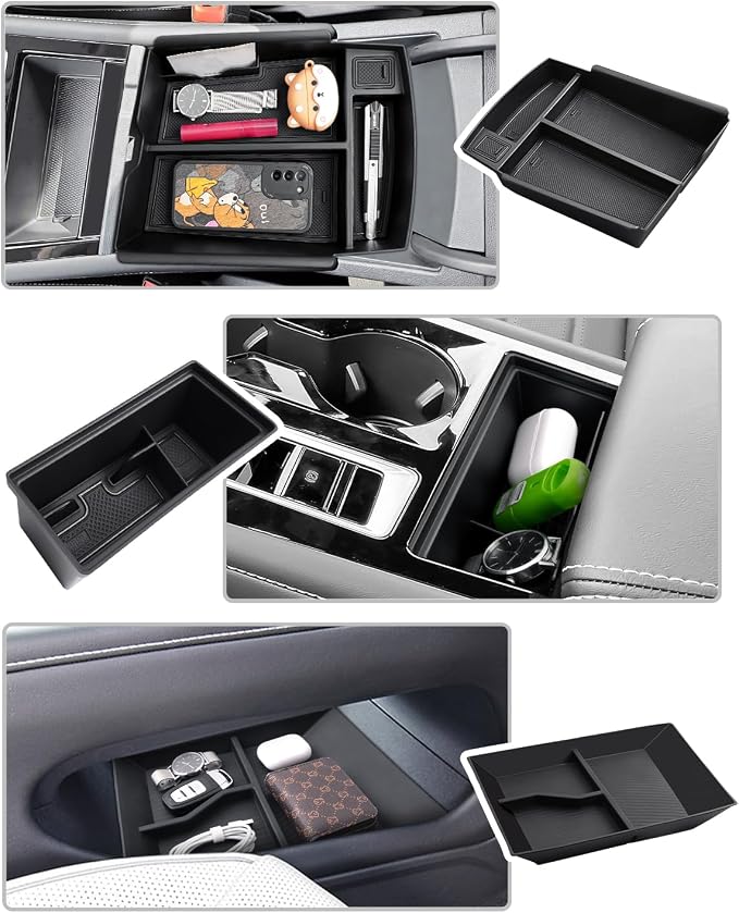 CDEFG 3PCS for 2024 2025 2026 Atlas Center Console Organizer Tray for 2024 2025 2026 Volkswagen VW Atlas (SEL/R-Line/SE)/ Atlas Cross Sport Accessories Middle Console Floor Tray Storage Box