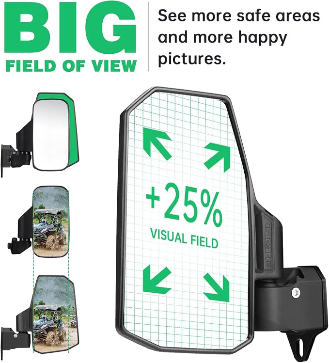 SHEJISI Defender Side Mirrors,The Spring Back Feature Allows Easy Reset After Fold,2024 New UTV Mirrors Compatible with Can Am Defender HD10 HD9 HD8 HD7 HD5,Suitable for No Door,Half Door,Full Door
