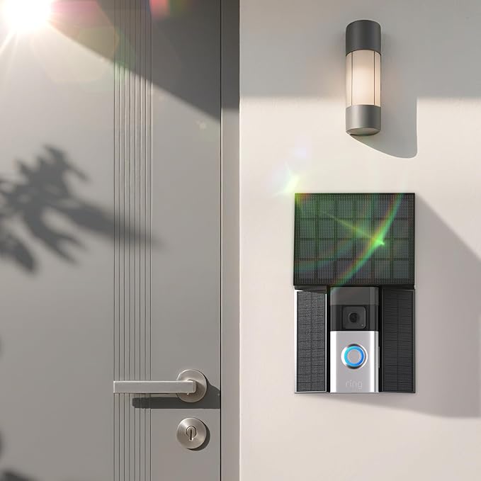 4W Solar Charger Compatible with Ring Video Doorbell (2020 Release) (Micor USB Port) Waterproof Continuously Ring doorbell Solar Panel - Black