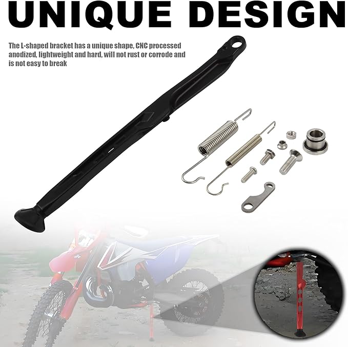 Dirt Bike Parking Side Stand Kickstand Kit,Motorcycle Kickstand Side Stand Springs Support Stand For EXC EXCF XCW XCF-W XC XCF 125 150 250 300 350 450 2023 2024(Black)