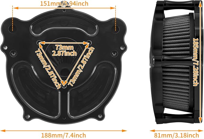 Motorcyle Air Cleaner Filter Fit for Harley Touring street glide road king electra tri trike Dyna Softail Sportster XL (C For Touring 08-16,Softail 16-17,Trike 08-16)