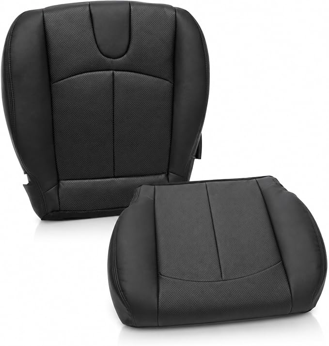 FZJDSD 2PCS Graphite Black Driver & Passenger Side Bottom Perforated Microfiber Leather Replacement Seat Covers Compatible with Infiniti G37 Sedan Coupe 2008-2013 Heated Seat Compatible