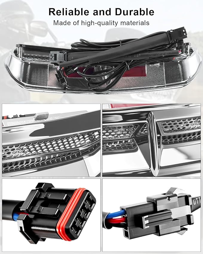 Motorcycle LED Fairing Vent Light Fit for Harley Touring Street Glide/Electra Glide/Tri Glide 2014-2023, Front Fairing Vent Accent DRL & Turn Signal Light Chrome Silver