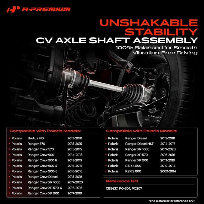 A-Premium Pair (2) Front CV Axle Shaft Assembly Compatible with Polaris Ranger 570 (Full-Size) 900 1000 XP Crew, RZR S 4 800, Driver and Passenger Side, Replace# 1332637
