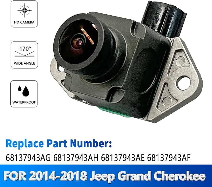 Rear View Backup Camera Compatible with 2014 2015 Jeep Grand Cherokee Reverse Park Assist Back Up Camera Replaces 68375333AA 68137943AD 68137943AE 68137943AF 68137943AG 68137943AH 590-071