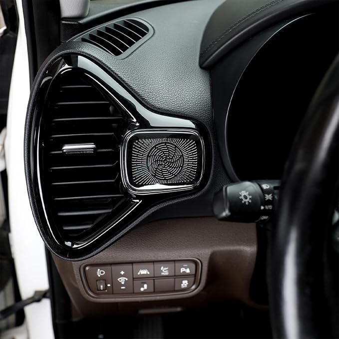 Stainless Steels Upper Air Outlet Speaker Cover Steels Interior Speaker Decoration Trim Cover Compatible with Kia Soul 2020-2025 Accessories (Black)