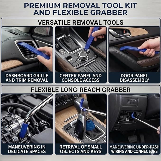 Car Repair Tool kit, 22 Pieces, Stainless Steel Tools, Multifunctional Tools Set, Air Wedge