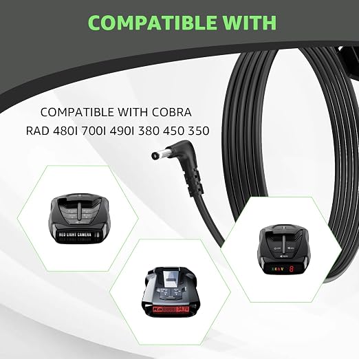 OBDII to Barrel Connector Cable for Cobra Radar Detectors OBDII to DC3.5 – Suit for Cobra RAD 480i 700i 490i 380 450 350