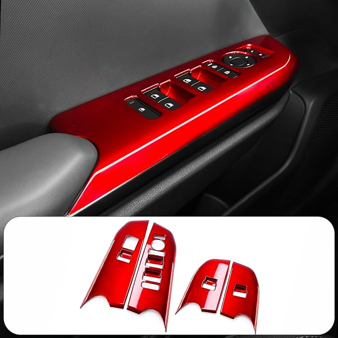 4PCS Door Lock Switch Covers Trim Compatible with Kia K4 2025-2026 Accessories (Red)