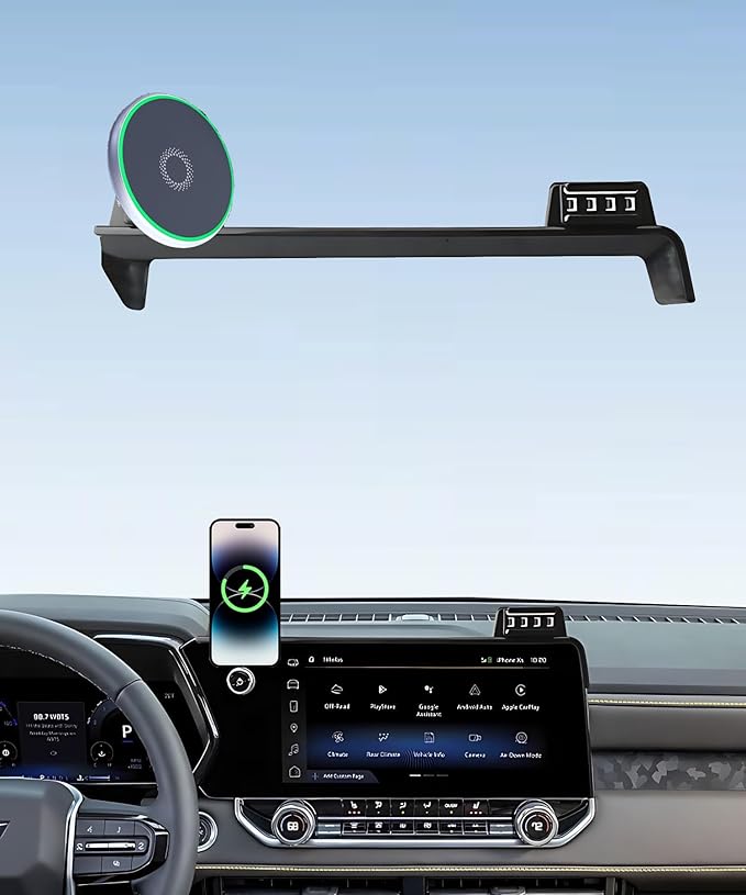Car Phone Holder for Chevrolet Colorado 2023 2024 2025 2026 Accessories 15W MagSafe Fast Wireless Charger Cell Phone Mount Apply to 11.3 Inch Touch Screen Fixed Clip 360° Rotation