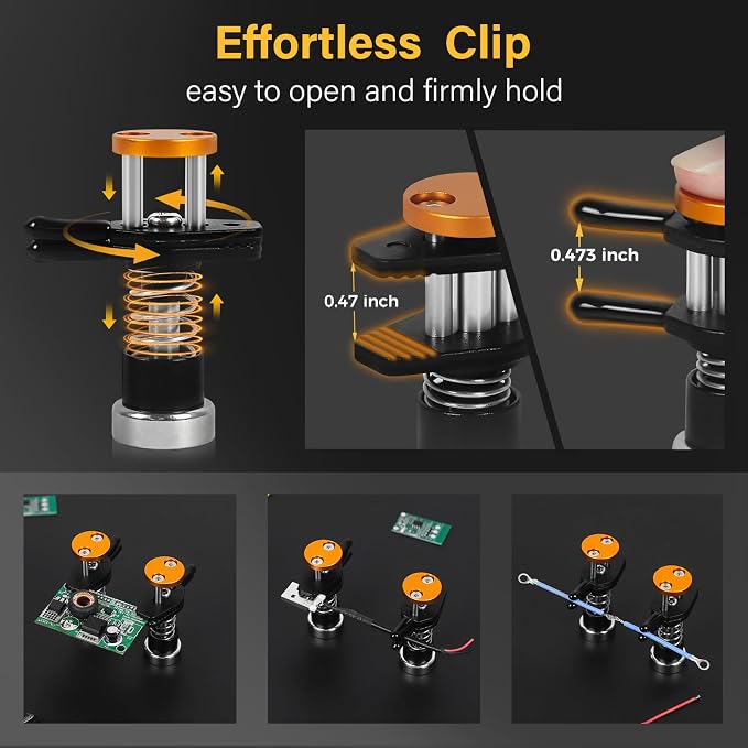 Magnetic Helping Hands Clamp Metal, Adjustable Third Hand Soldering Holder Stand For Small Electronics, Hobby DIY Craft,PCB Repair, Precise Work, Exclusive Dual-Head Ultra-Grip