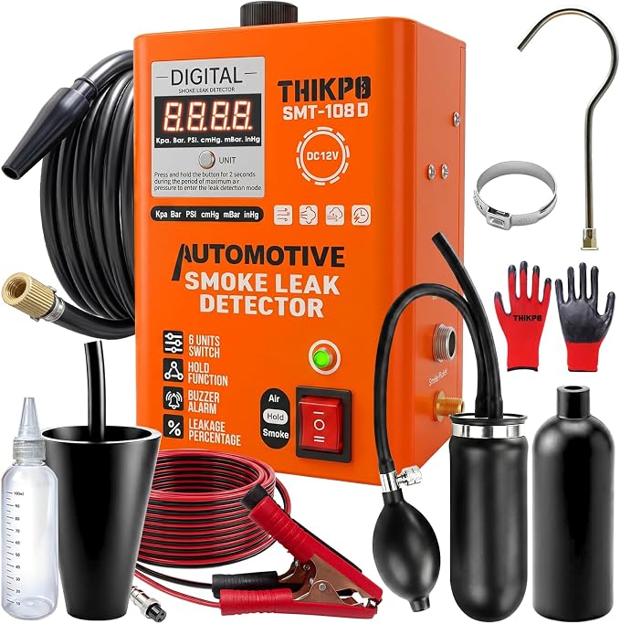 Quickly get Smoke Digital Display Automotive Smoke Machine, 6 Pressure Unit,Built-in Air Pump, 12V DC EVAP Vacuum Leak Tester, for EVAP, Vacuum, Pipe & Fuel Systems.