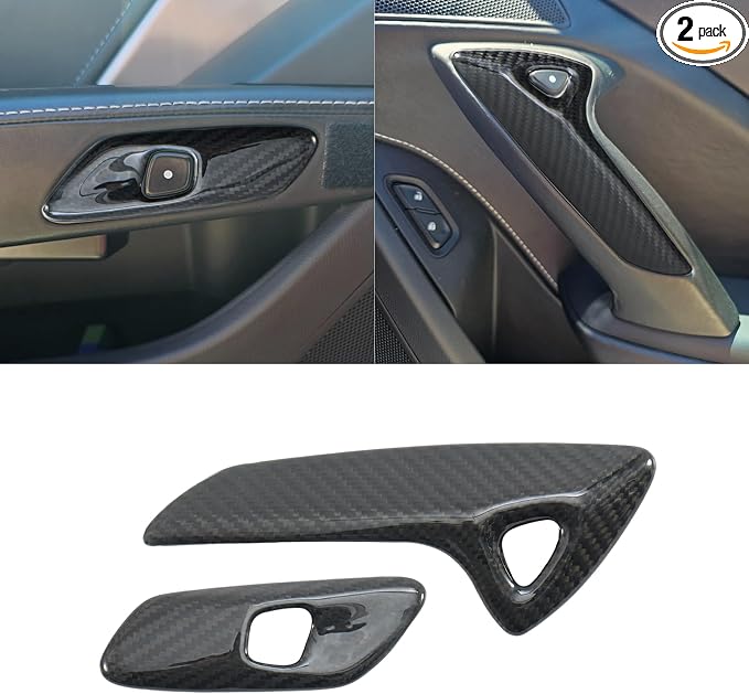 Real Carbon Fiber Interior Door Handle Cover Compatible with Corvette C7 2014–2019