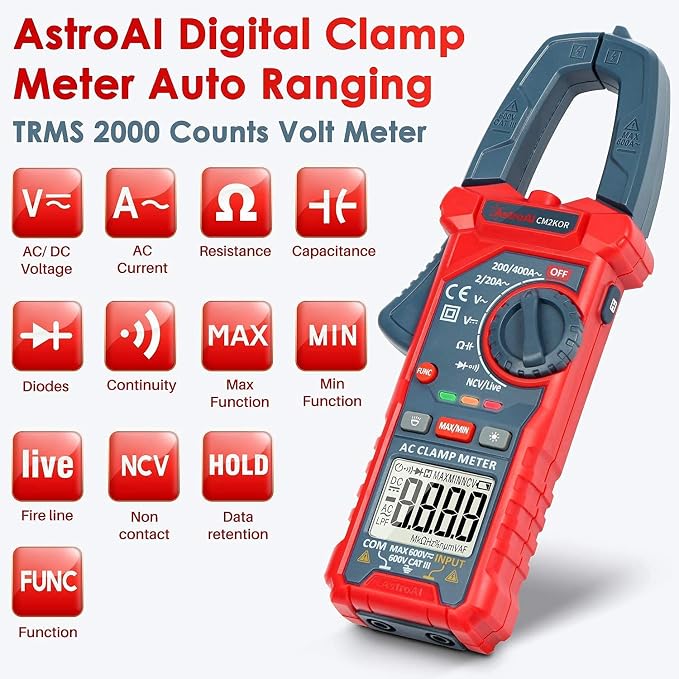 AstroAI Digital Clamp Meter+AstroAI Multimeter Test Lead