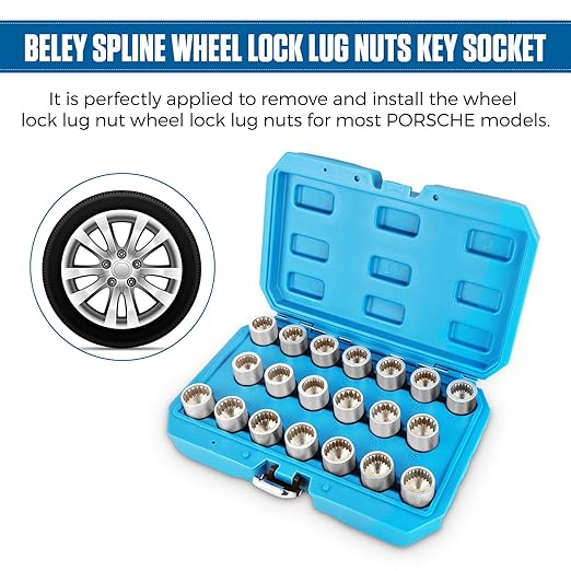 BELEY 20PCS Wheel Lock Nut Key Kit for Porsche & VW Touareg - Anti-Theft Lug Nut Remover Tool Set with Screw Remover