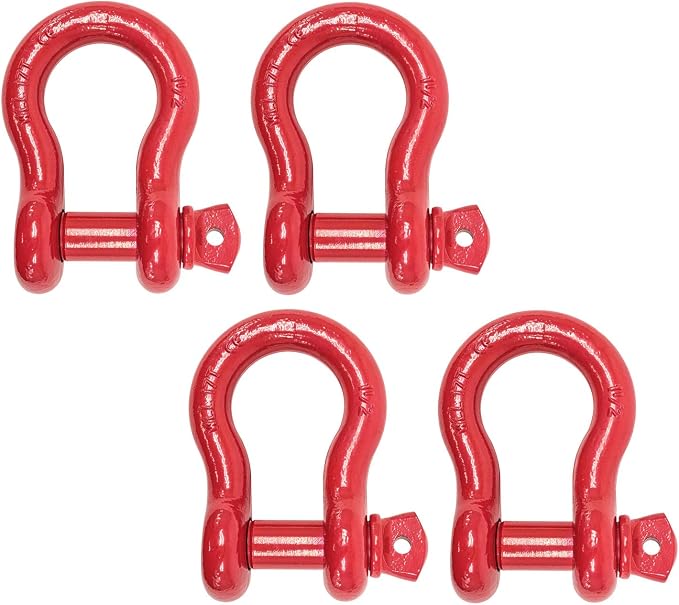 Mytee Products (4 Pack 1-1/2" Anchor Shackle Forged Carbon Steel w/Alloy Screw Pin WLL # 17 Tons (34,000 lbs)|Double Rust Protection Heavy Duty D Ring Shackle for Towing, Rigging & Vehicle Recovery