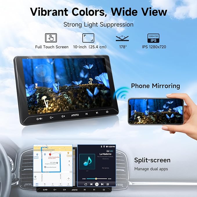 ATOTOZONE AC-4450 Bluetooth OBDII/OBD2 Car Diagnostic Scanner/Scan Tool,for A5LG211T,10.1inch 2G+32G Android Double DIN Car Stereo, Wireless CarPlay & Android Auto Touchscreen,with Backup Camera