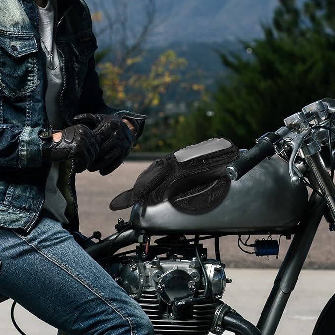 ABOOFAN Motorcycle Magnetic Tank Bag Waterproof Portable Motorcycle Accessories Bag with Earphone Hole and Navigation Storage for Riding