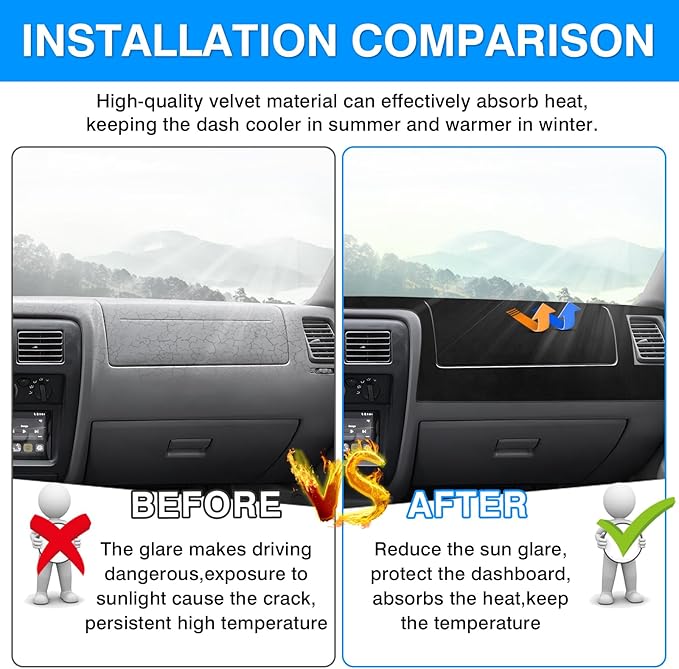 Autorder Dashboard Cover Mat for 1998-2002 2003 2004 Toyota Tacoma Accessories Dash Cover Upgrade Velvet Dash Mat Sunshade Glare UV Rays Protector