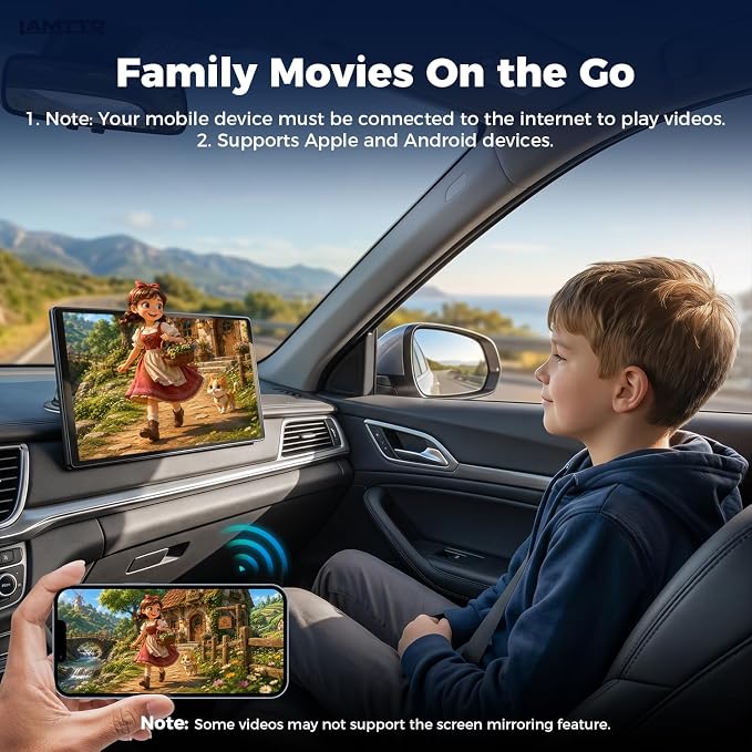 LAMTTO 11" Wireless CarPlay Screen with in-Cell Display - Dual-Band WiFi, OTA Updates & Mirror Link for iPhone & Android, A Thoughtful Gift for Family & New Drivers