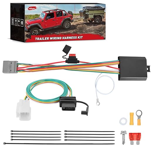 Nilight 4 Pin Trailer Wiring Harness Kit 56217 Compatible with Lexus RX350 RX350L 2008 2009 2010 2011 2012 2013 2014 2015 2016 2017 2018 2019 2020 2021 Toyota Highlander Simple Fit Tow Hitch