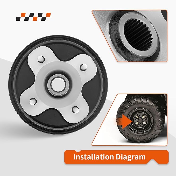 Rear Brake Drum for Yamaha Big Bear Grizzly Kodiak 350 400 600 1993-1999 4GB-2531E-00-00