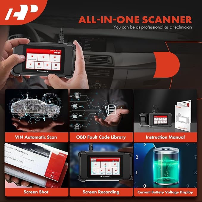 A-Premium 2025 PD200 Enhanced 4 System OBD2 Scanner Diagnostic Tool, All Function Check Engine Code Reader Scan Tool, for Engine/ABS/SRS/Transmission System, 8 Reset, Free Online Update