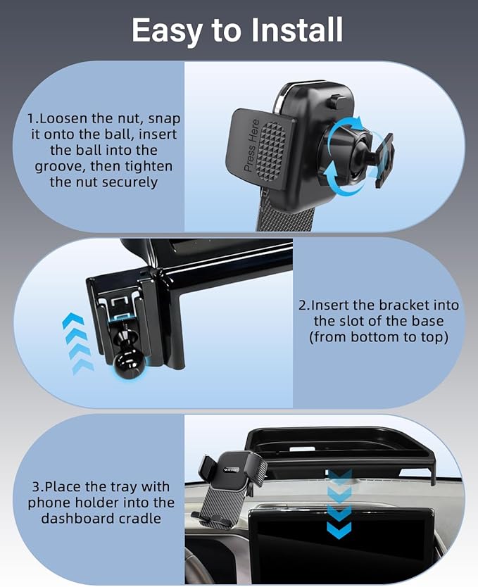 SKYLOTEC Dash Tray with Phone Holder for 2025 Ford Bronco Sport Phone Mount Dashboard Storage Accessories 13.2-Inch Screen, Automobile Cradles Dash Console Organizer Cell Phone Base