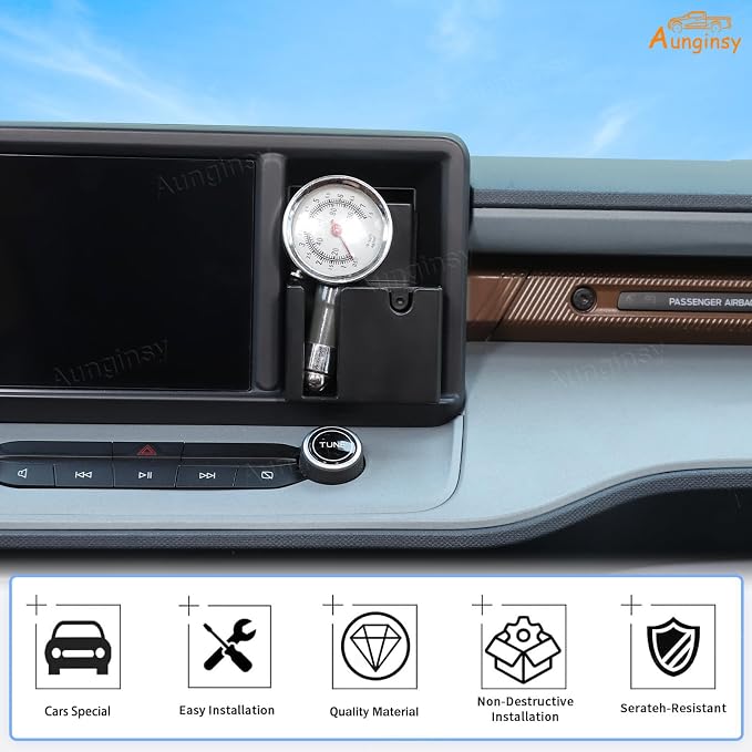 Aunginsy Center Console Dashboard Storage Box Compatible with Ford Maverick 2022 2023 2024 Multimedia Display Right Side Panel Drawer Organizer Tray Navigation Screen Side Cubby Insert ABS Accessories