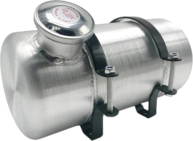 JSD 1.25 Gallons 6" x 12" Aluminum Spun Round Gas Tank /Fuel Tank End Fill 1/4" NPT Outlet for go kart ,dune buggy