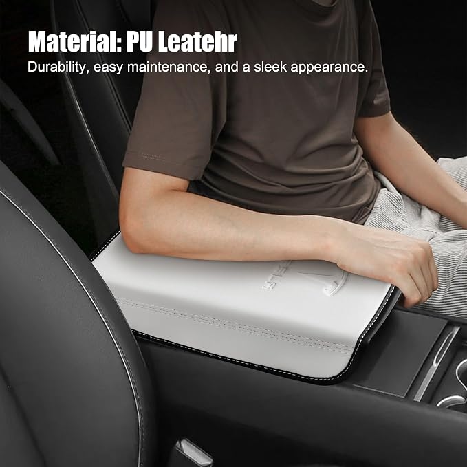 Center Console Armrest Cover Designed for Tesla Model 3 Highland 2024-2027/Model Y Juniper 2025-2027 Refresh,Center Console Accessories for Model 3/Y Interior Accessories 2026 White